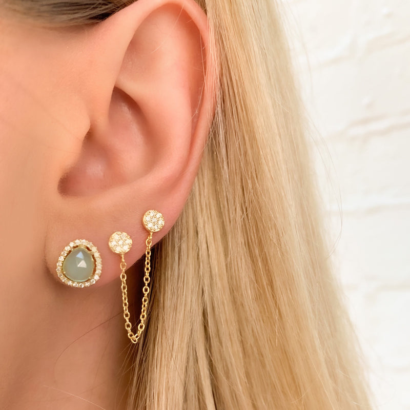 Free Form Aqua Stud Earrings