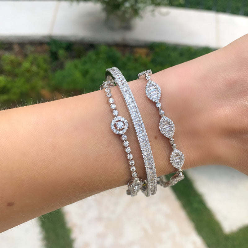 Halo Station Tennis Bracelet
