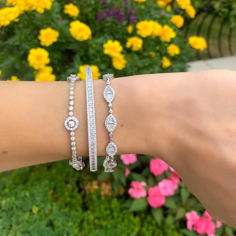 Halo Station Tennis Bracelet