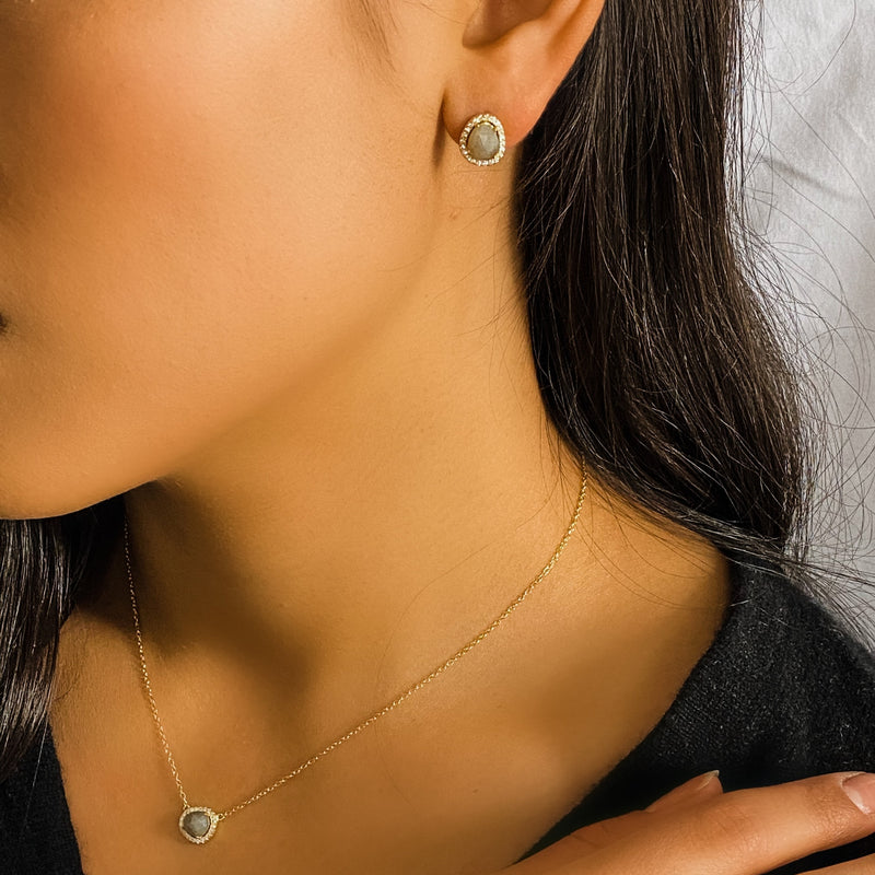 Free Form Labradorite Stud Earrings