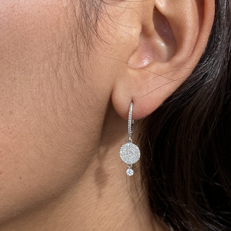 Diamond Disc & Charm Drop Earrings