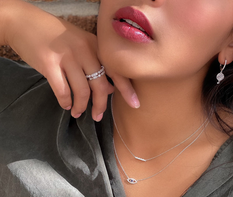 Diamond Disc & Charm Drop Earrings