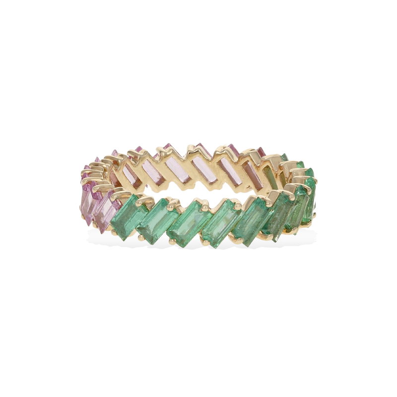 Emerald & Pink Sapphire Ring