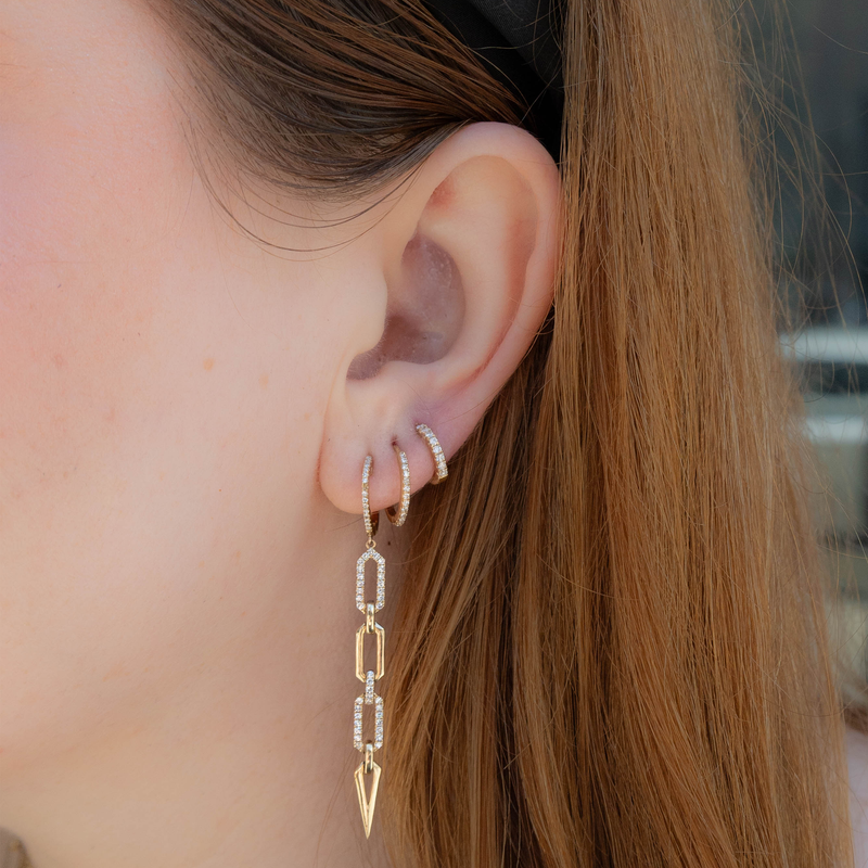 Pointed Geometric Diamond Drop Earrings