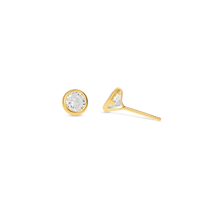 Classic 14kt Gold CZ Stud Earrings