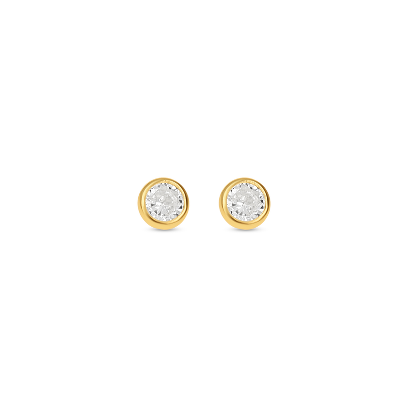 Classic 14kt Gold CZ Stud Earrings