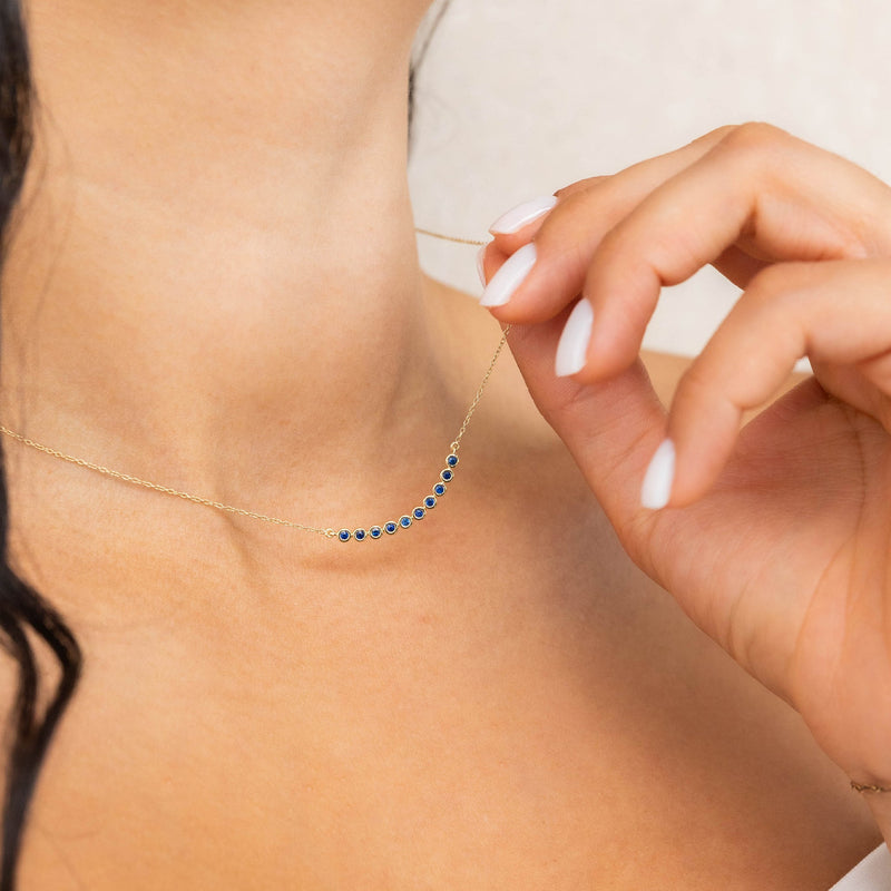 Sapphire Curved Bar Necklace
