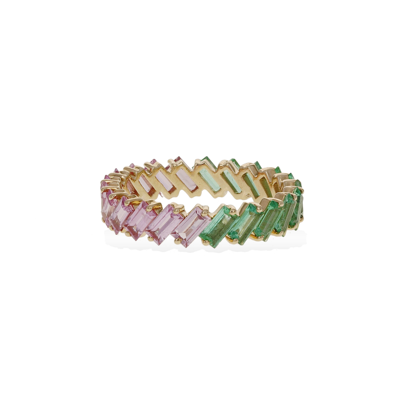 Emerald & Pink Sapphire Ring
