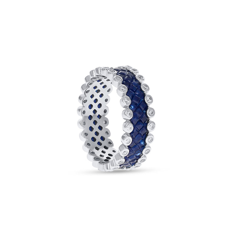 Sapphire Scalloped Eternity Band