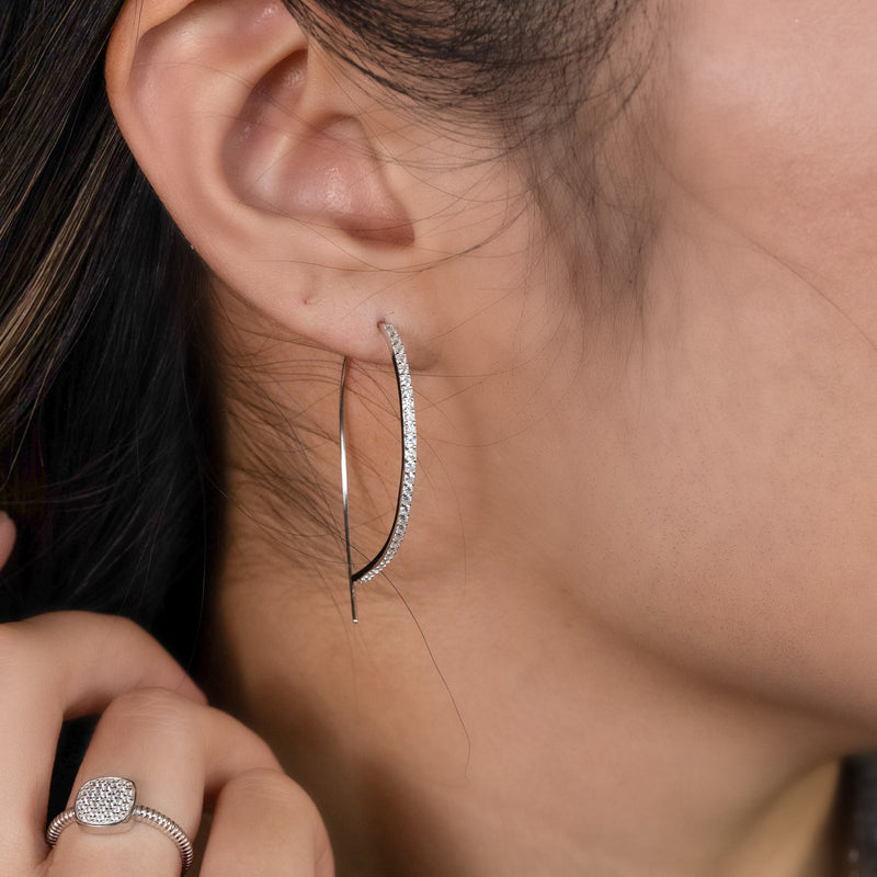 Cz Threader Hoop Earrings