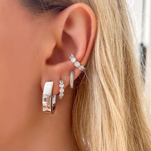 Bezel Huggie Hoop Earrings