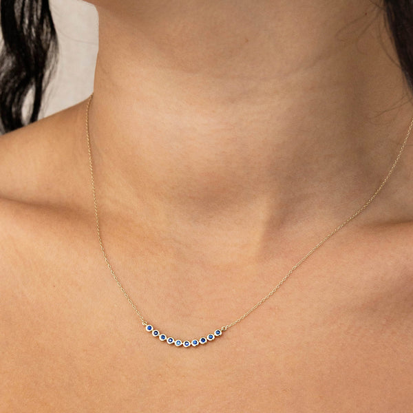 Sapphire Curved Bar Necklace