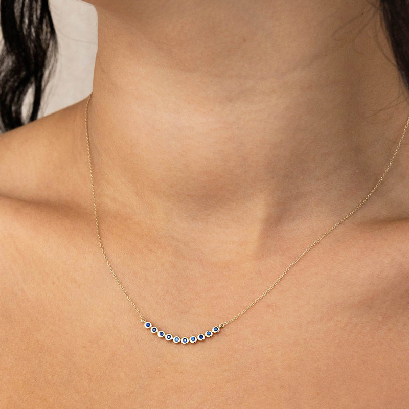 Sapphire Curved Bar Necklace