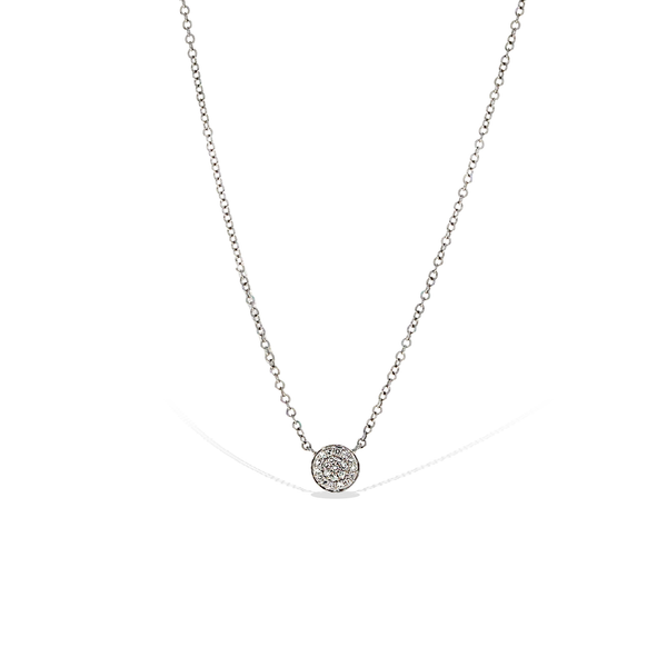 Diamond Petite Pave' Disc Necklace