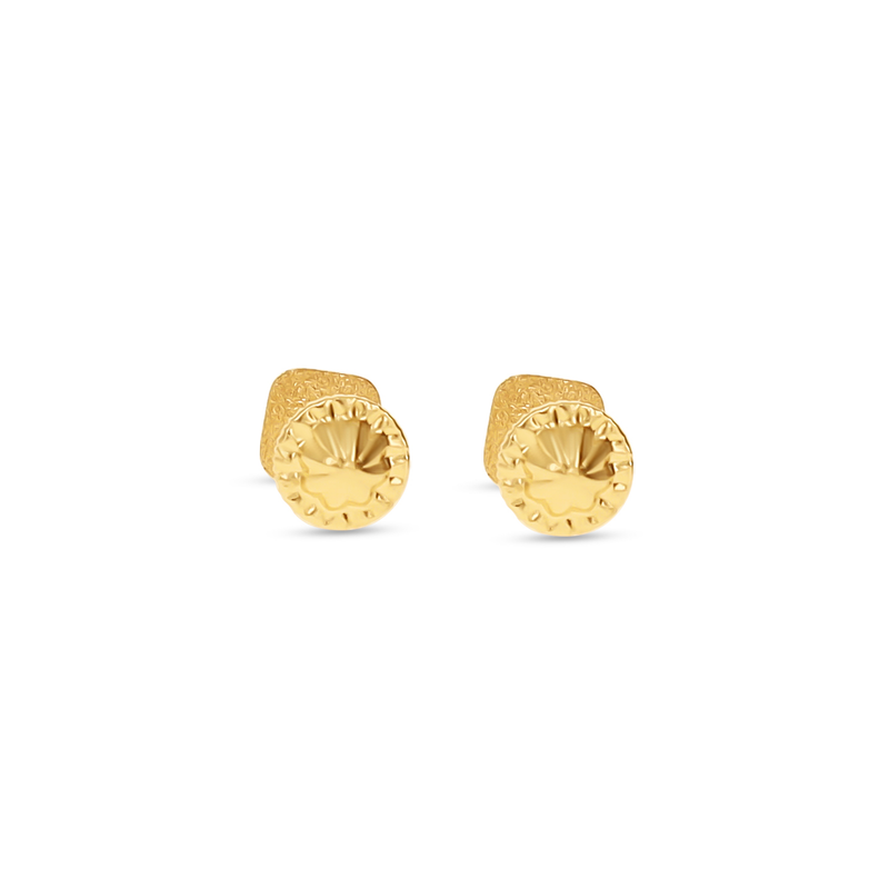 Diamond Cut Hexagon 14K Stud Earrings