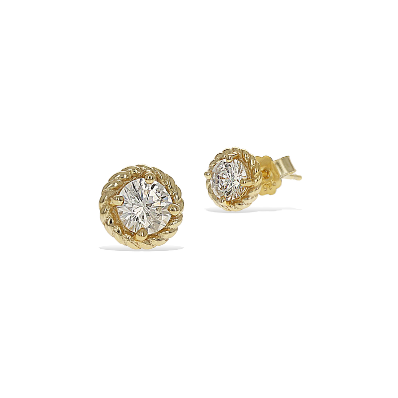 Rope Halo Cz Stud Earrings