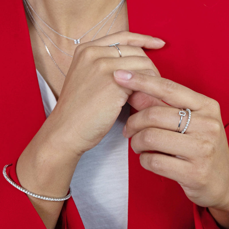 Open Rectangle Diamond Ring