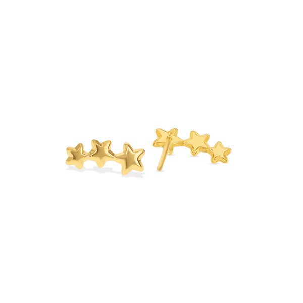 Triple Star 14kt Stud Earrings