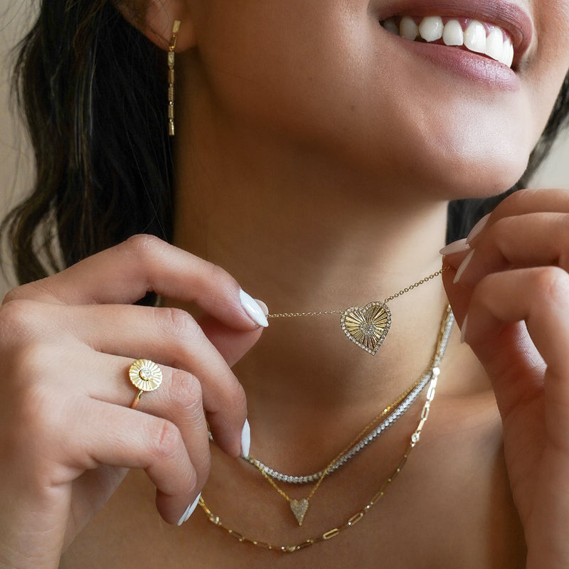 Diamond Starburst Heart Necklace