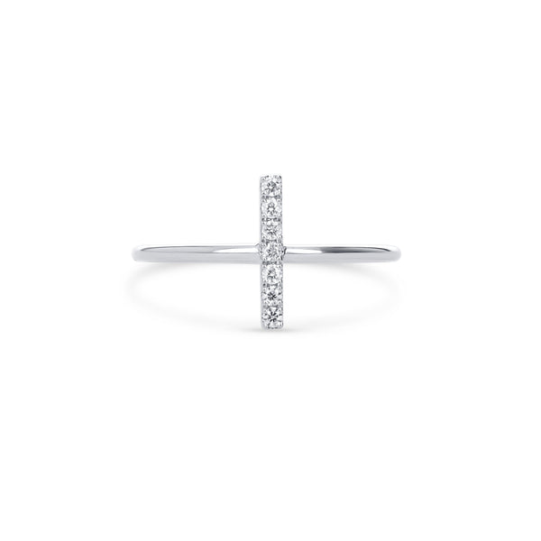 Simple White Gold Diamond Bar Ring