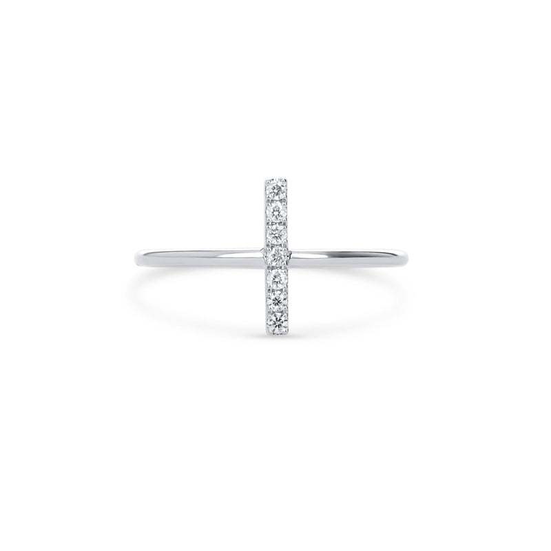Simple White Gold Diamond Bar Ring