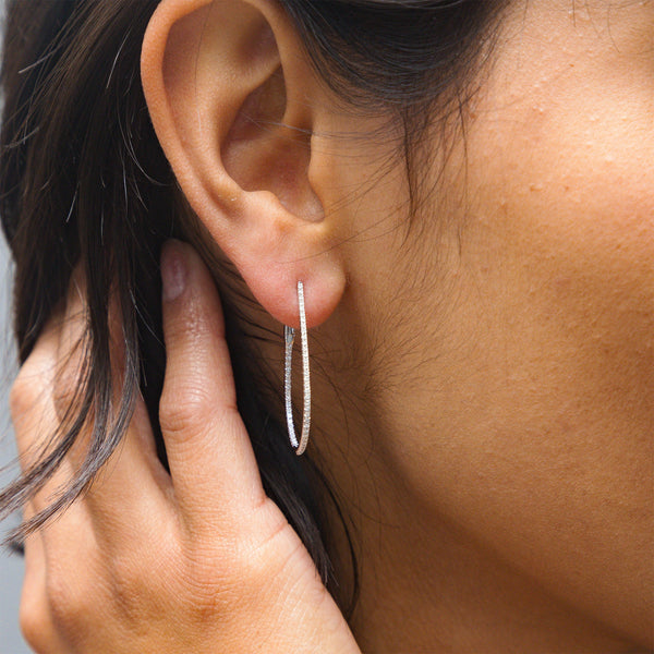 Narrow Oval Hoop Earrings