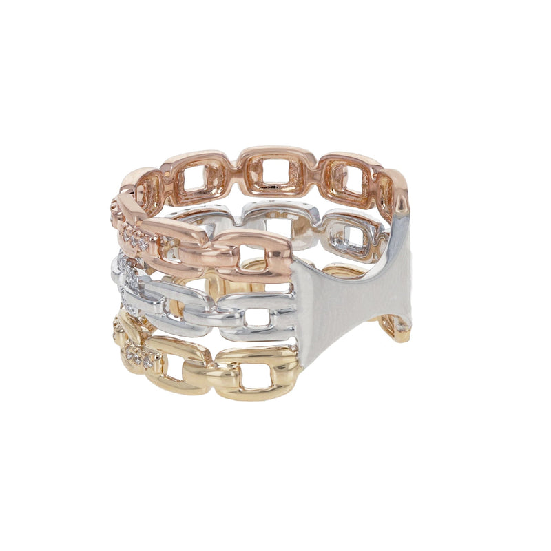 Triple Chain Link Diamond Ring