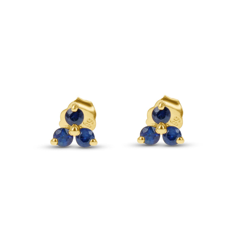 Sapphire Flower Stud Earrings