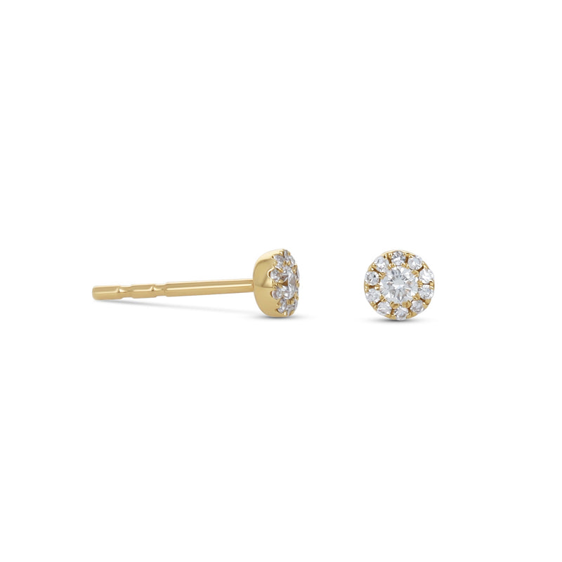 Petite Gold Diamond Halo Stud Earrings