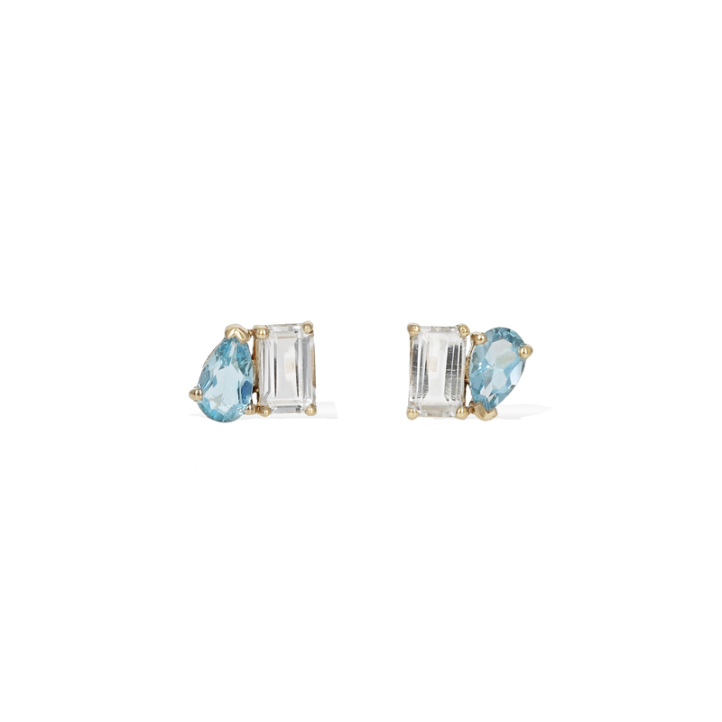 Toi et Moi Blue Topaz Earrings