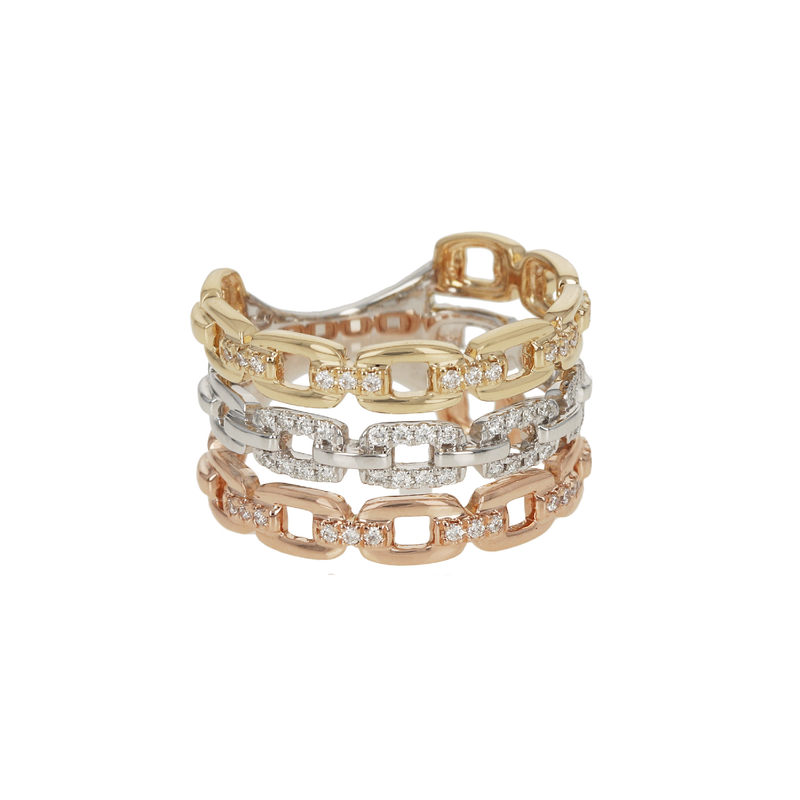 Triple Chain Link Diamond Ring