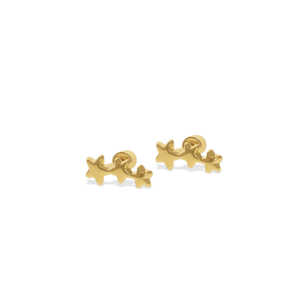 Triple Star 14kt Stud Earrings
