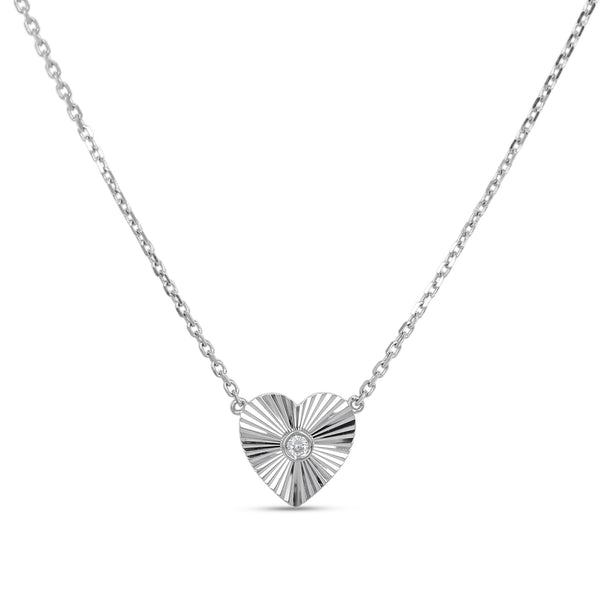 Sparkling Diamond White Gold Heart Necklace