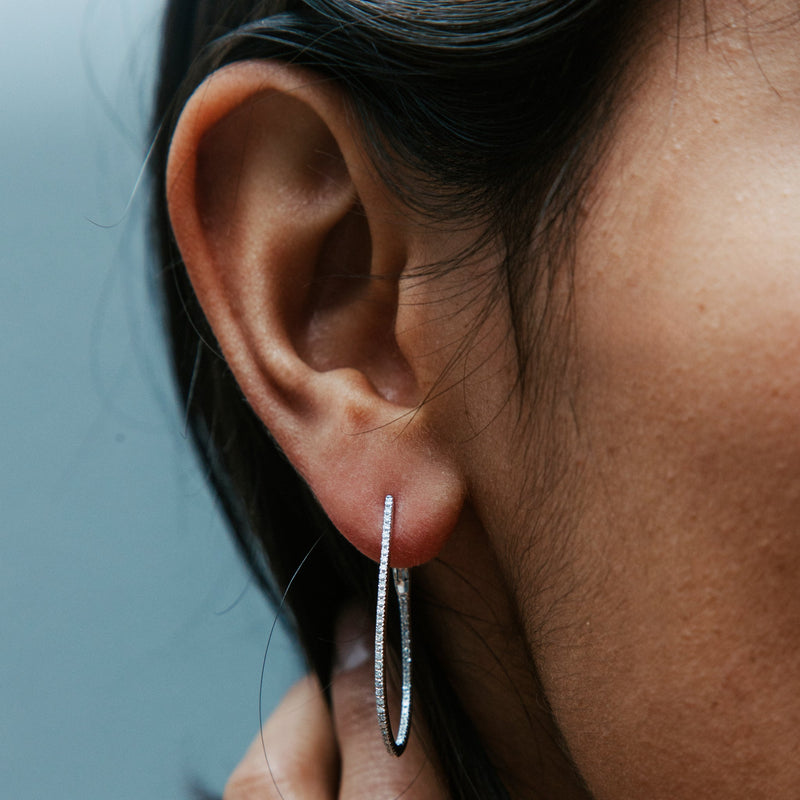 Narrow Oval Hoop Earrings