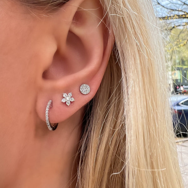 Diamond Flower Stud Earrings