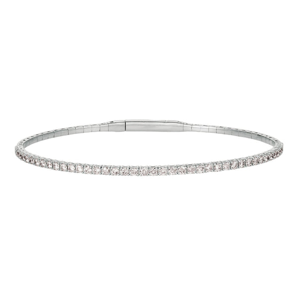 Diamond Tennis Bangle Bracelet in White Gold