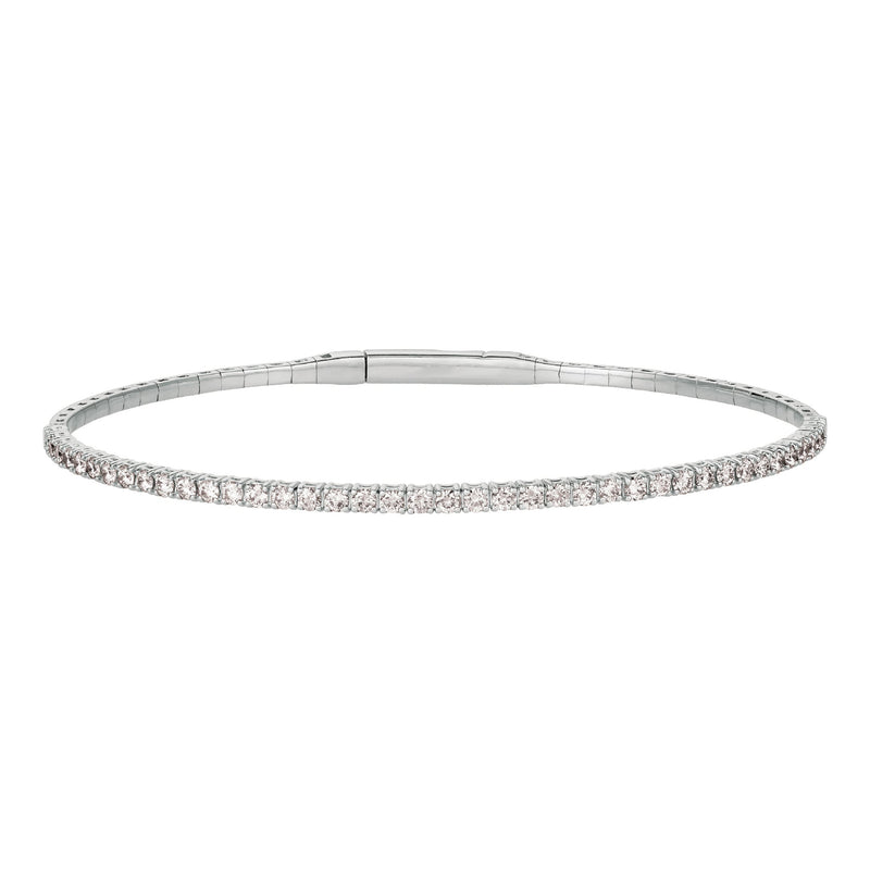 Diamond Tennis Bangle Bracelet in White Gold