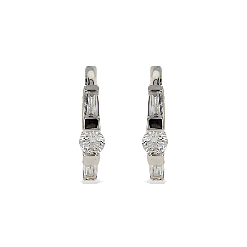 Baguette Trapezoid Huggie Hoops