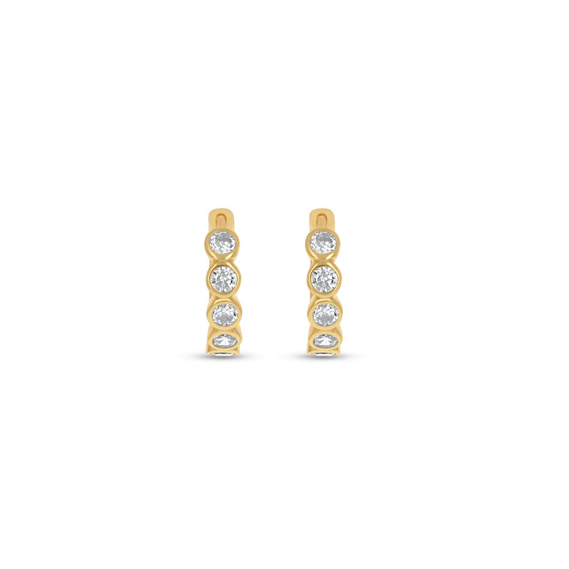 Bezel Huggie Hoop Earrings