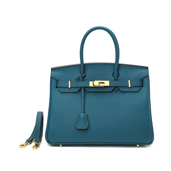 Royal Blue Leather Handbags Classics Satchel