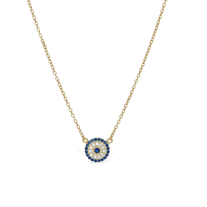 Small Sapphire Blue Evil Eye Necklace