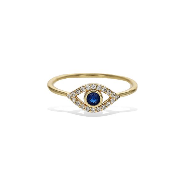Curved Evil Eye Ring