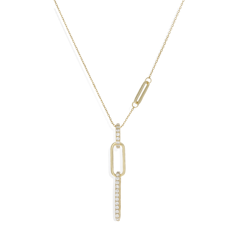 Oval Link Drop Charm Necklace