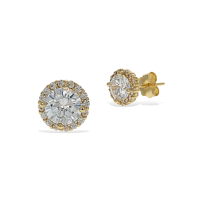 Round Halo Stud Earrings