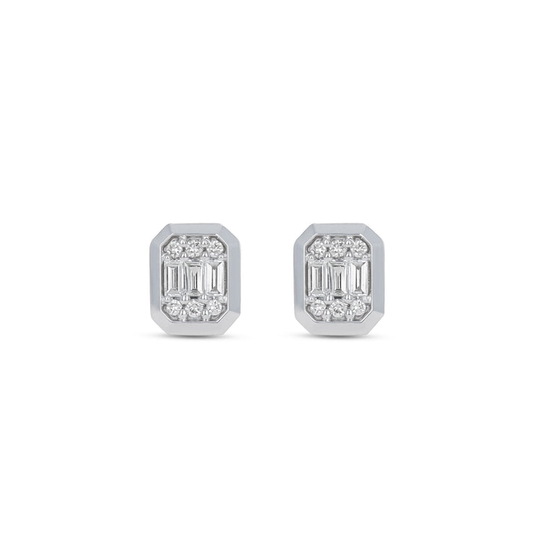 Polished Oval Diamond Stud Earrings
