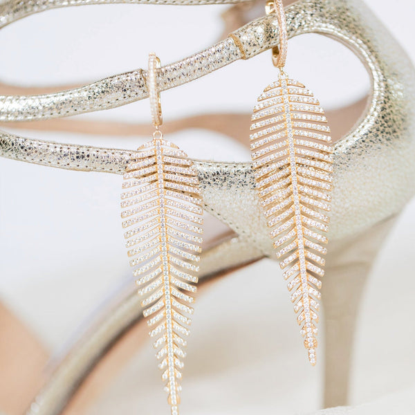 Gold Feather Earrings