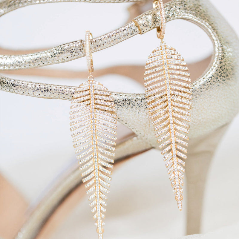 Gold Feather Earrings