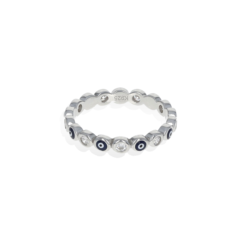 Navy Blue Evil Eye Eternity Ring