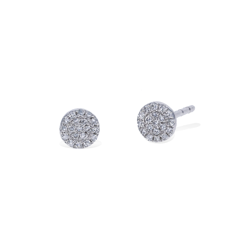 Small Diamond Disc Stud Earrings