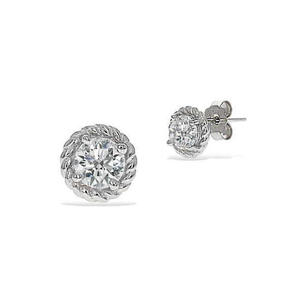 Rope Halo Cz Stud Earrings